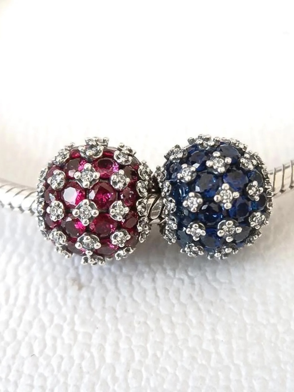 NEW Authentic Sparkling Pavé Round Pink-Red Charm For Pandora Bracelet - Picture 15 of 16